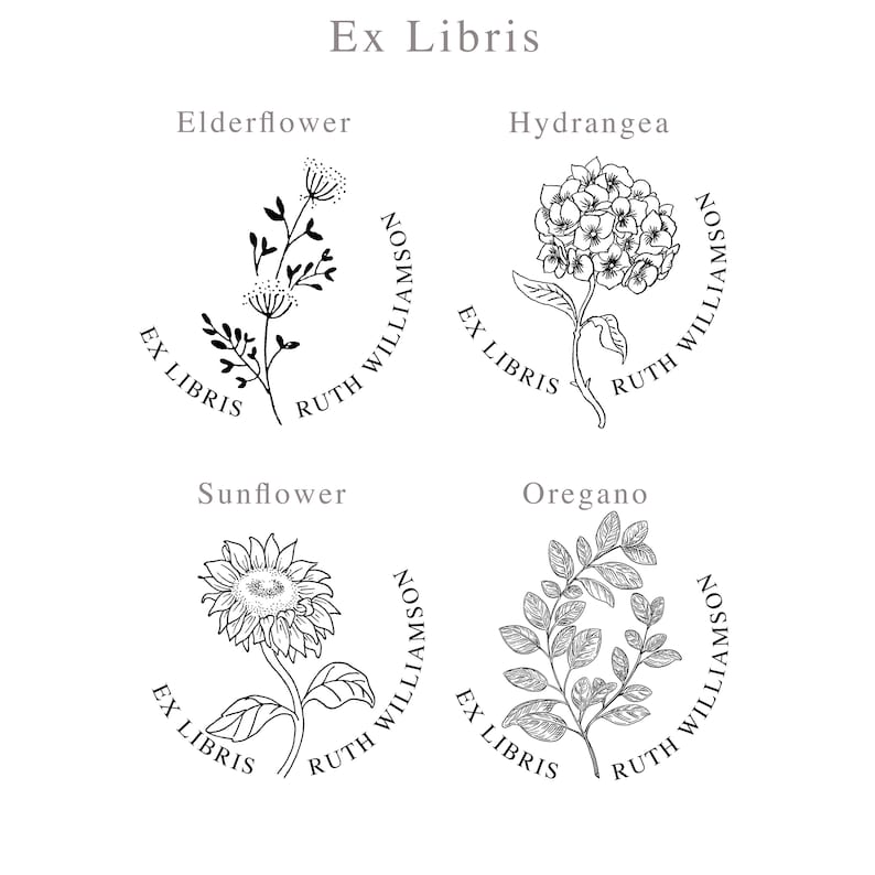 Botanical Ex Libris Stamp Custom This Book Belongs To Stamp Personalised Book Stamp From The Library Of Stamp Bookplate Stamp image 5