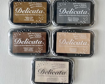 Tsukineko Delicata Metallic Ink Pads: Vegan, Eco-Friendly, Multiple Colors for Stamping & Crafts