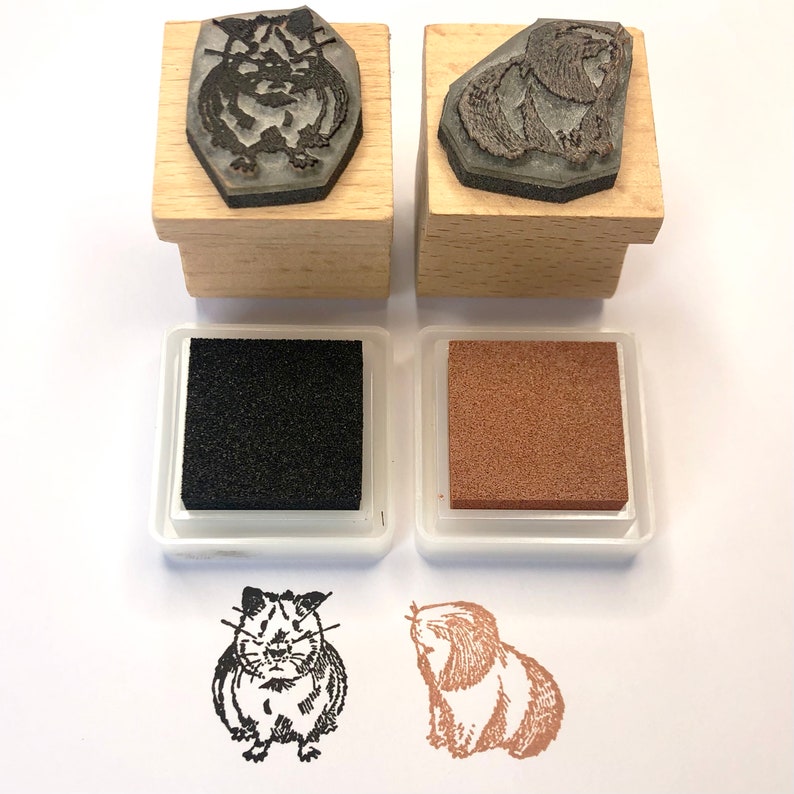 Guinea Pig Mini Stamp Kit with ink pads Rubber Stamp Set Guinea Pig Stamp Children's Stamp Kit image 2