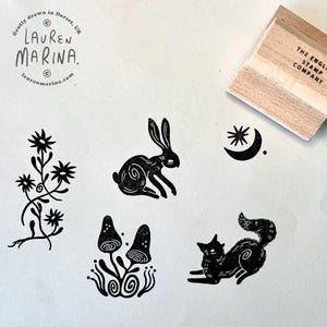 Zestaw gumowych stempli Woodland Wildlife do artykułów piśmiennych, tworzenia kartek i rękodzieła autorstwa Lauren Marina