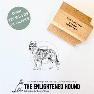 Timbro in gomma con motivo a forma di cane Husky per lavoretti, biglietti e confezioni regalo - Debbie Kendall Design