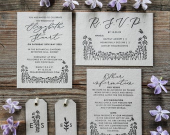 Garden Wedding Stationery Stamp Collection | Personalised Wedding Invitation Stamp | Custom Wedding Stamp | Eco Friendly Save the Date Stamp