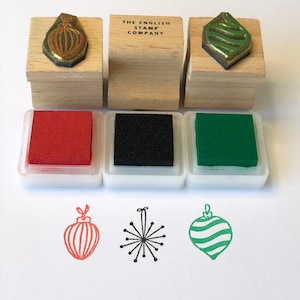 Jeu de tampons en caoutchouc Boule festive avec tampons encreurs pour la fabrication de cartes de vœux - Artisanat de Noël respectueux de l'environnement
