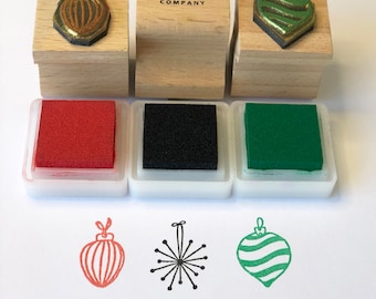 Christmas Baubles Stamp Set 2 with ink pads | Bauble Rubber Stamp | Christmas Stamp Kit | Bauble Stamps | Eco Friendly Stamps