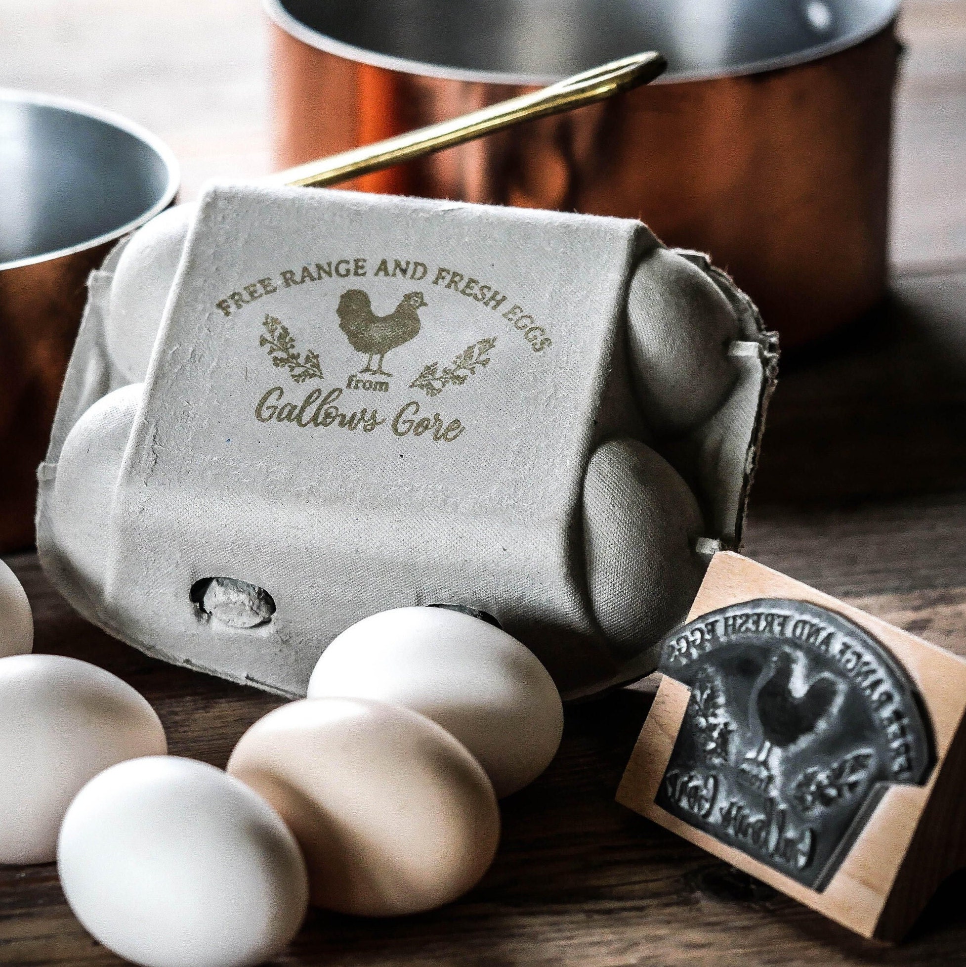 Personalized Egg Stamp With Chicken Illustration And Monograms or  Information.. Z4O5 