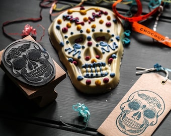 Sello de goma de calavera muerta espeluznante para manualidades, decoraciones y bolsas de dulces de Halloween