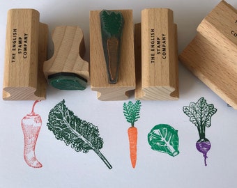 Vegetables Rubber Stamp Set | Allotment Stamps | Gardening Stamp Kit | Gardening Stamps