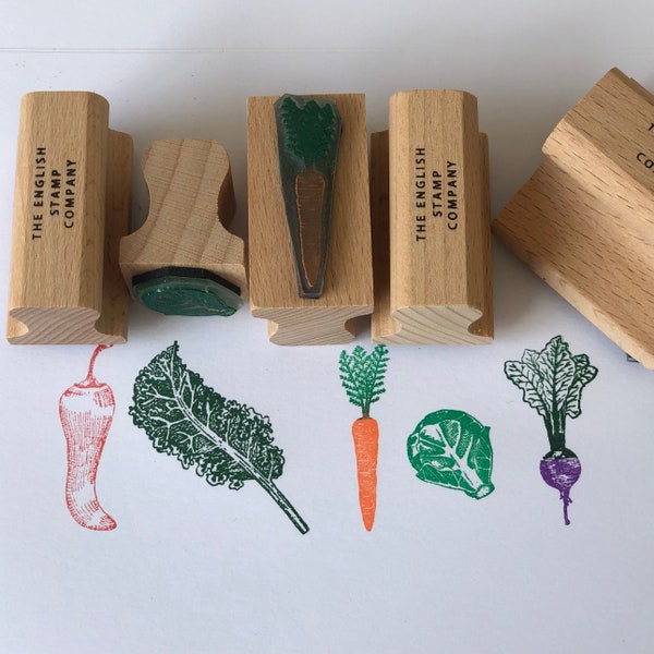 Vegetables Rubber Stamp Set | Allotment Stamps | Gardening Stamp Kit | Gardening Stamps