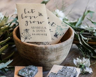 Wedding Favour Rubber Stamp- Let Love Grow | Personalised Wedding Favour Stamp | Custom Wedding Favour Seed Packet Stamps