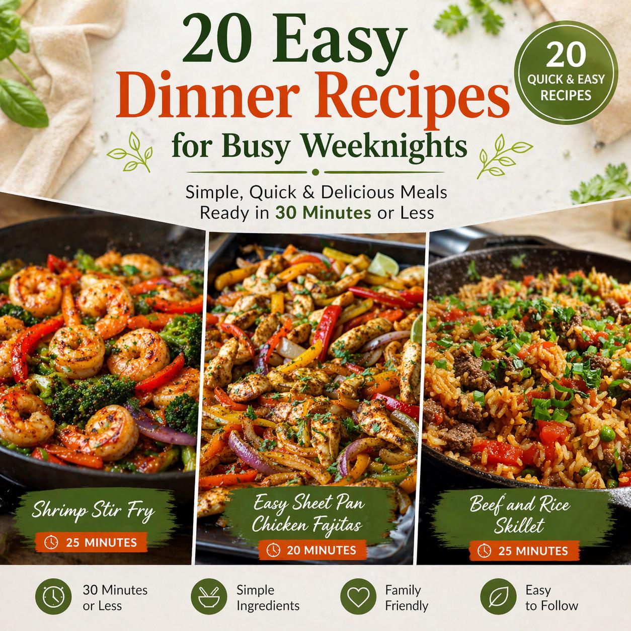 20 Easy Dinner Recipes PDF | Quick Meals for Busy Weeknights | Instant ...