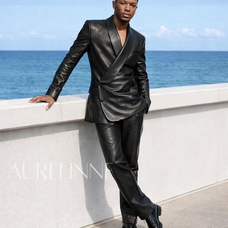 Black Leather Suit Men | Futuristic Matrix Style Outfit | Edgy ...