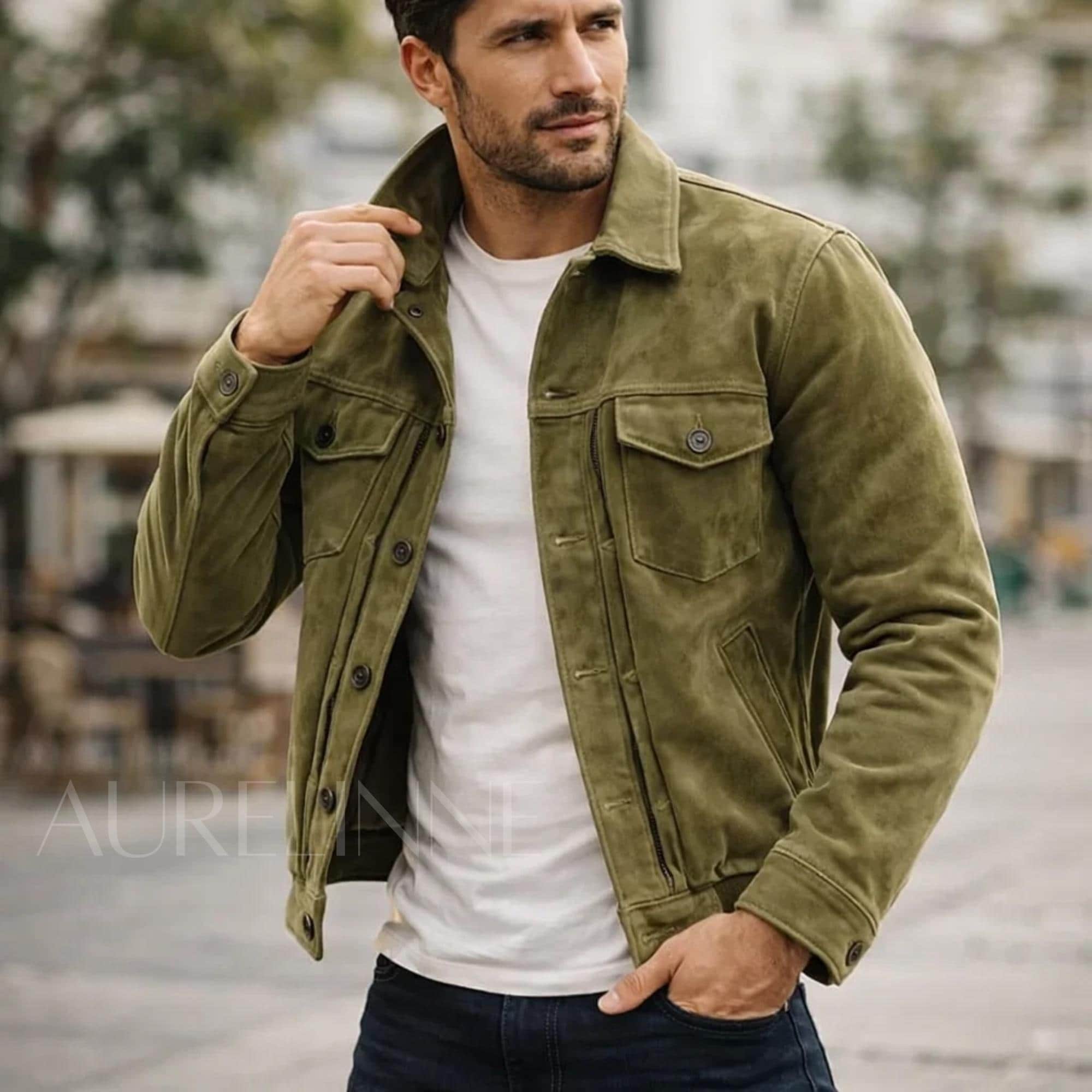 Green suede jacket - Etsy 日本