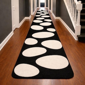 Alfombra moderna abstracta de lunares – Detalle decorativo para pasillo tallado a mano