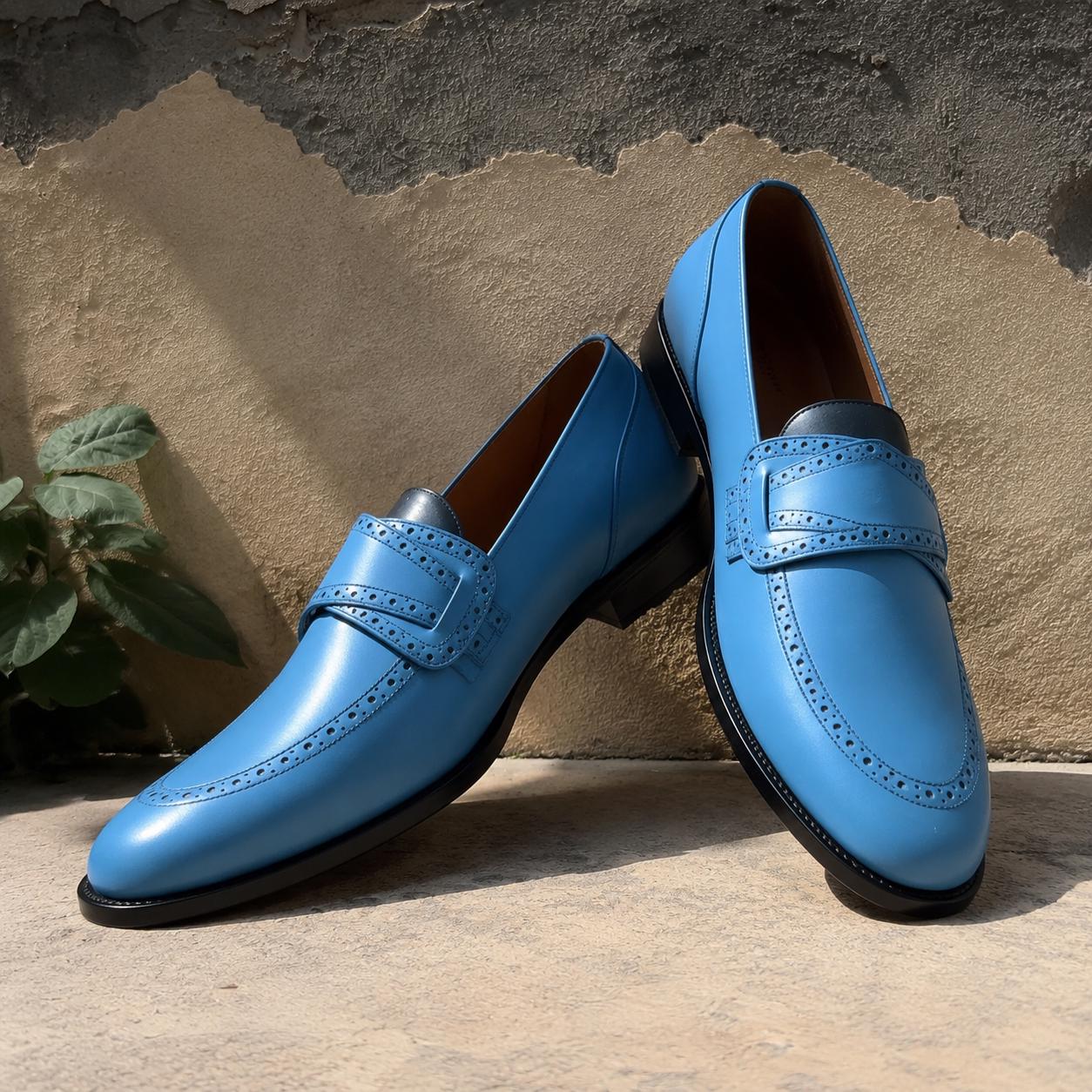Mens Sky Blue Dress Shoes
