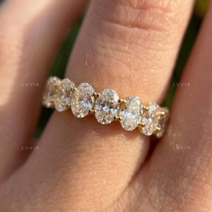 Oval Diamond Wedding Band Genuine Lab Grown Diamond Matching Band Oval Women's Band Bridal Stackable Anniversary Gift Wedding Band For Her