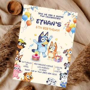 Bluey Bingo Birthday Invitation Template, Bluey Party Invite, Editable Canva Invite, Kids Birthday Invitation Digital Download image 10
