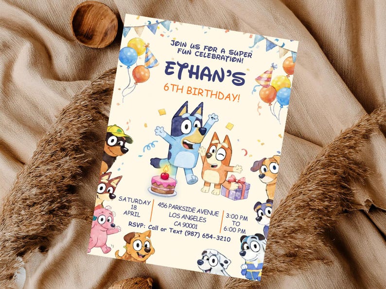 Bluey Bingo Birthday Invitation Template, Bluey Party Invite, Editable Canva Invite, Kids Birthday Invitation Digital Download image 10