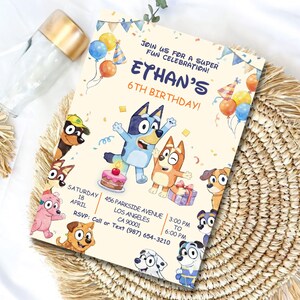 Bluey Bingo Birthday Invitation Template, Bluey Party Invite, Editable Canva Invite, Kids Birthday Invitation Digital Download image 4