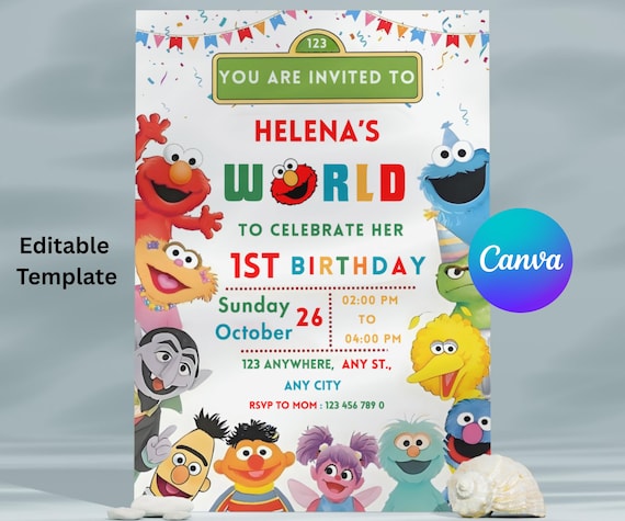 Editable Birthday Invitation | Cute Birthday Invite | Kids Birthday Invitation | Birthday Templates | Cute Birthday Party | Canva Template