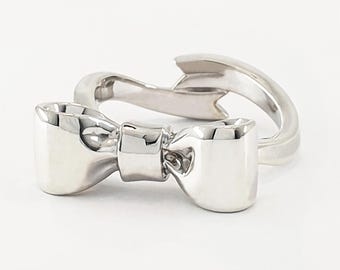bague noeud couture argent 925 bow ring solid silver