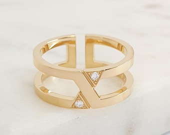 bague autoreverse or jaune 18 kt