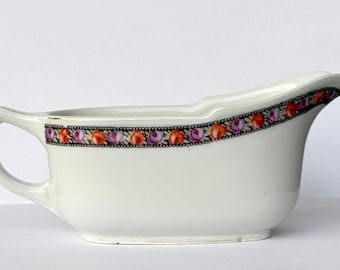 Salsera de porcelana silesiana de antes de la guerra – Salsera antigua Black Rose de la década de 1920, numerada a mano, elegante vajilla vintage europea.