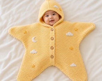 Crochet Baby Star Suit Pattern | Snyggy Star Cocon outfit |  Digital Download