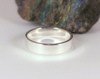 5mm x 1.25mm Polished Silver Band Ring, Sterling Silver, Made to Order