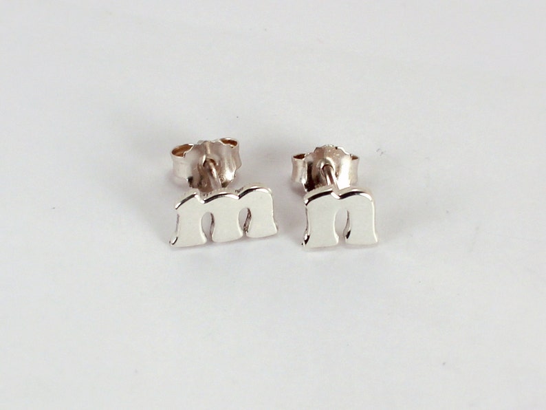 Pair of Initial Earrings, Sterling Silver, Made to Order image 2