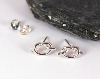 Knot Stud Earrings, Sterling Silver, Made to Order