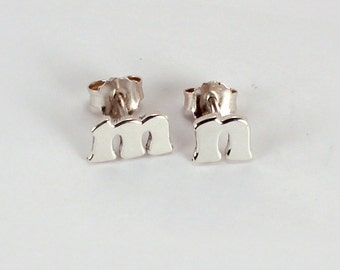 Pair of Letter Earrings, Sterling Silver, Made to Order