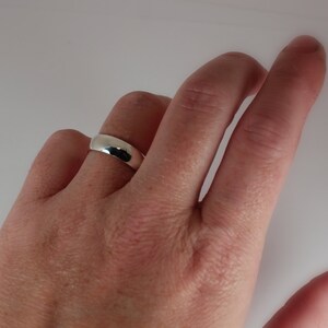 6mm Wide Half Round Polished Silver Band Ring, Sterling Silver, Made to Order image 4