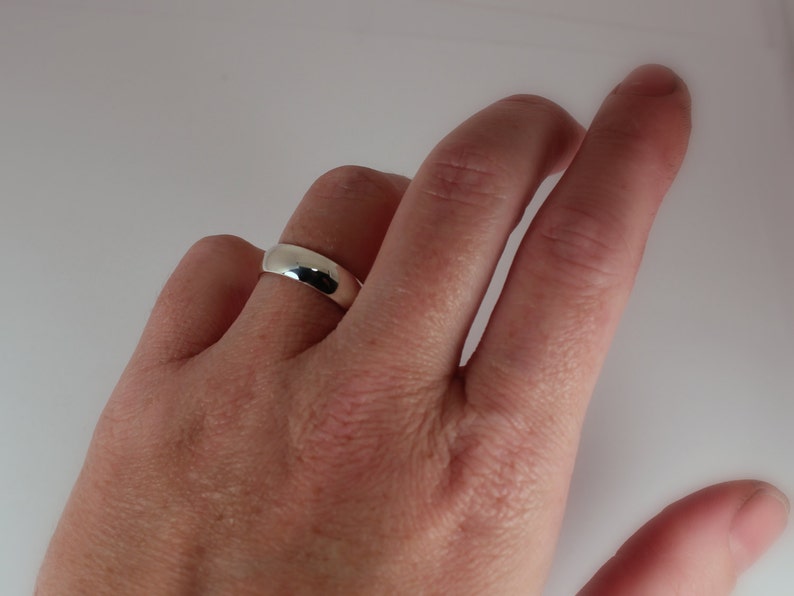 6mm Wide Half Round Polished Silver Band Ring, Sterling Silver, Made to Order image 4