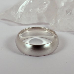 6mm Wide Half Round Brushed Silver Band Ring Sterling Silver image 2