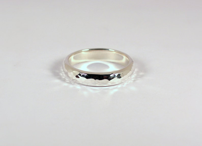 4mm Hammered Half Round Silver Band Ring, Sterling Silver, Made to Order image 3