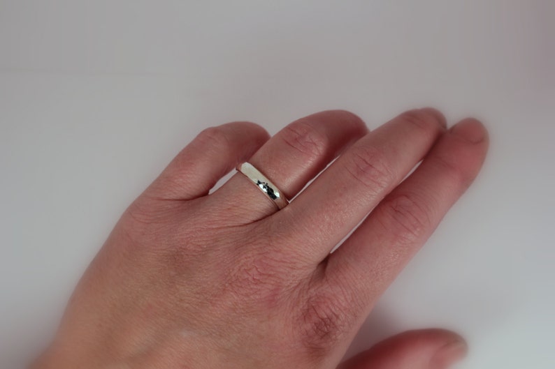 4mm Hammered Half Round Silver Band Ring, Sterling Silver, Made to Order image 5