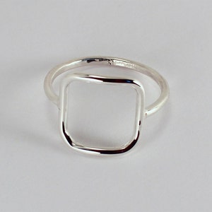 Open Square Ring Sterling Silver Made to Order - Etsy