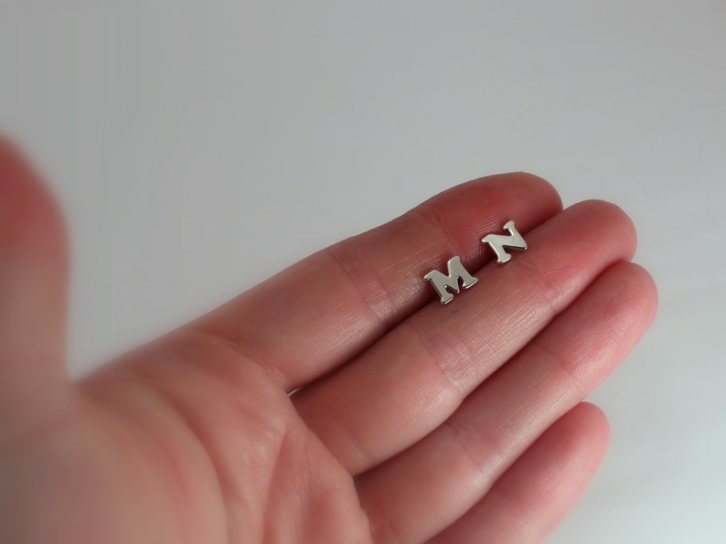Pair of Initial Earrings, Sterling Silver, Made to Order image 5