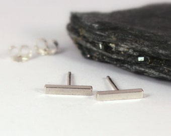 Square Bar Studs, Sterling Silver, Made to Order