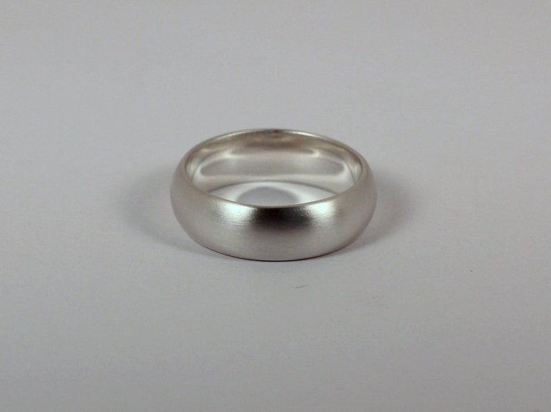 6mm Wide Half Round Brushed Silver Band Ring Sterling Silver image 3