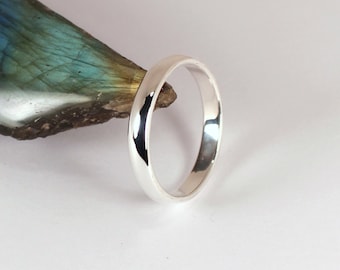 3mm Half Round Band Ring, Sterling Silver, Made to Order