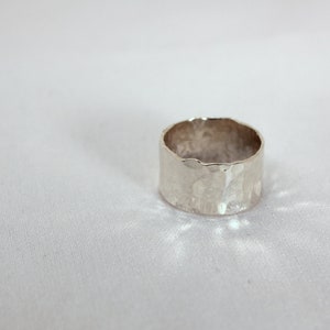 Hammered 10mm Wide Band Ring, Sterling Silver, Made to Order image 5