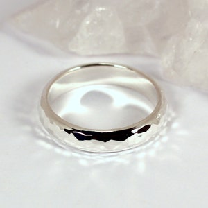 4mm Hammered Half Round Silver Band Ring, Sterling Silver, Made to Order image 1