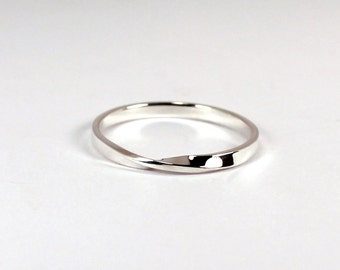 Skinny Mobius Twist Sterling Silver Stacking Ring, 2mm Wide, Made to Order