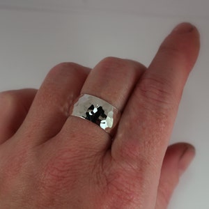Wide Hammered Low Domed Band Ring Sterling Silver Made to image 4