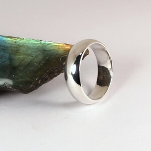 6mm Wide Half Round Polished Silver Band Ring, Sterling Silver, Made to Order image 3
