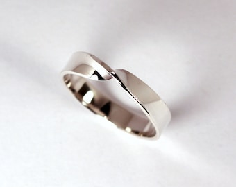 Sterling Silver Mobius Twist Ring, 4mm Wide, Made to Order