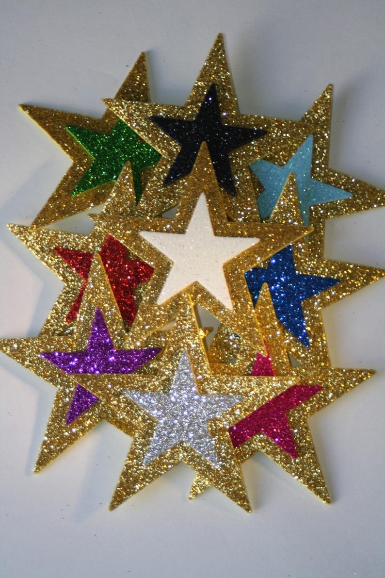 Estrellas doradas de Navidad. 10 estrellas de goma Eva con ...