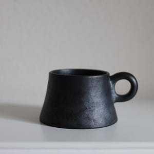 Handmade Tibetan Black Pottery Mug, Wabi-Sabi Ceramic Coffee Cup