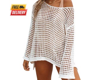 Women's Crochet Swim Cover Up: Hollow Out Knit Beach Dress, Summer Outfit